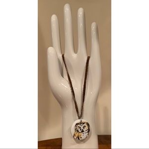 Owl Ceramic Necklace with Leather Chain